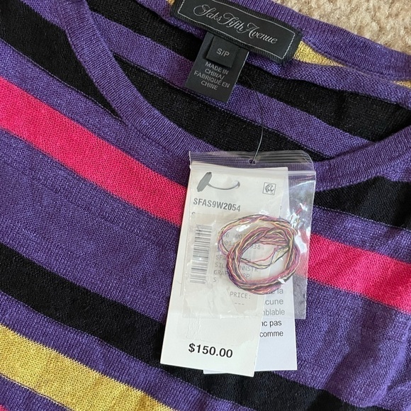 SAKS fifth ave COLLECTION Silk Linen Stripe Shel - Picture 6 of 7